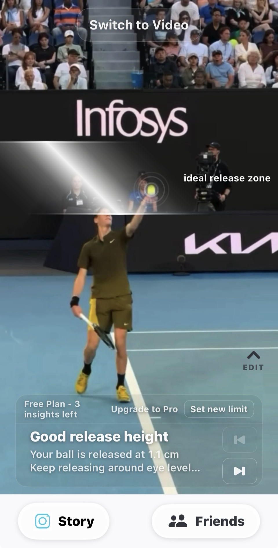Final insight overlay with Good release height and glass HUD controls